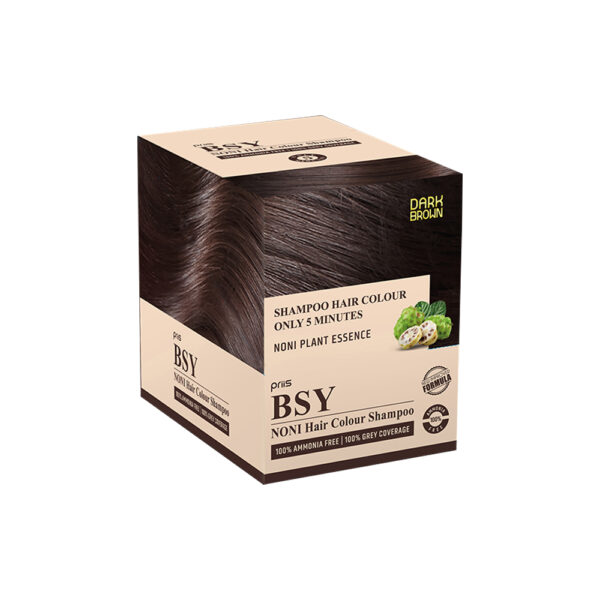 BSY Noni Fruit Brown Hair Color Shampoo full box